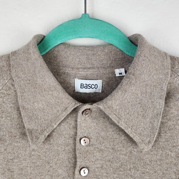 Basco VTG Cotton Cashmere Angora Blend Knit Striped Raglan Sleeve Polo Sweater M - Picture 6 of 10